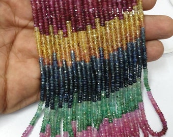 Bestseller Multi Precious Faceted Rondelle Beads   Multi Precious Beads  3mm Multi Rainbow Beads   Multi Sapphire Beads For Jewelry making