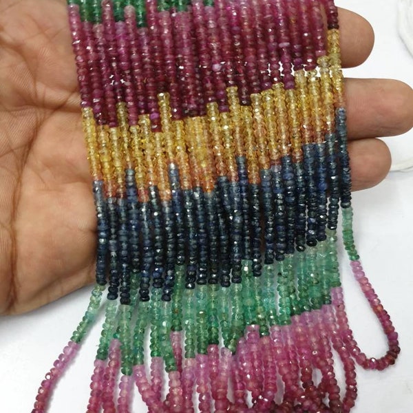 Bestseller Multi Precious Faceted Rondelle Beads   Multi Precious Beads  3mm Multi Rainbow Beads   Multi Sapphire Beads For Jewelry making