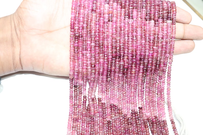 Pink Tourmaline Faceted Rondelle Beads Pink Tourmaline Shaded Beads Tourmaline Rondelle beads Wholesale Beads