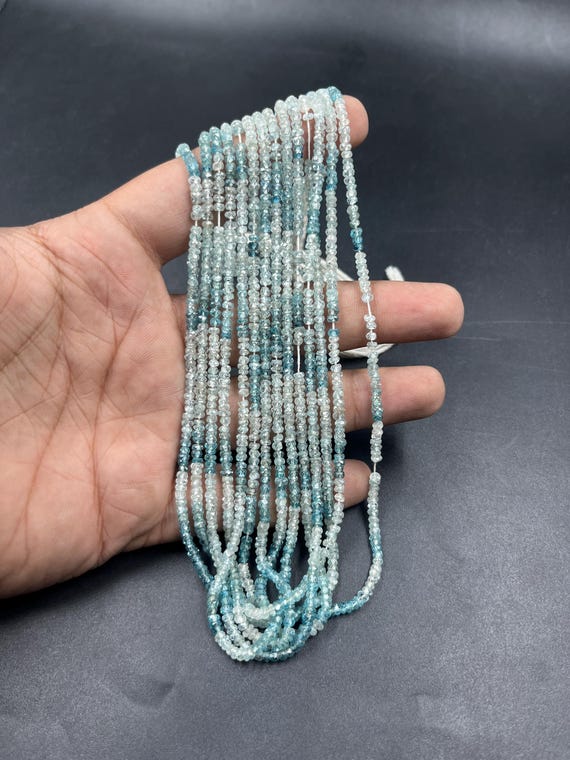 100% Natural Blue Zircon Faceted Rondelle Beads Blue Zircon Beads