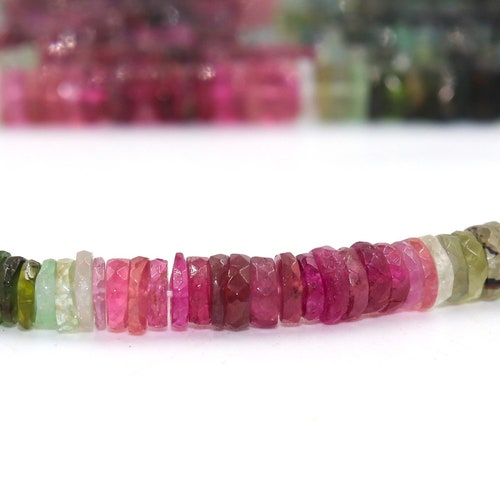 BESTSELLER Multi Turmalin Facettierte Reifen Perlen 6 mm Turmalin Edelstein Bead Turmalin facettiert Wheel Cut Perle Turmalin facettiert heishi