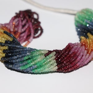 Perline rondelle sfaccettate multi preziose di qualità AAA+ Perline multi preziose Perline multi arcobaleno Perline multi zaffiro Perline all'ingrosso