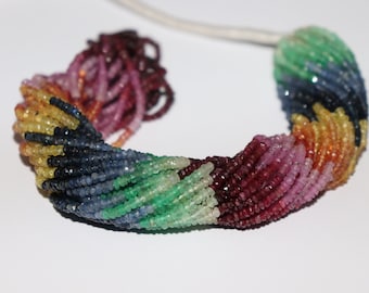 Highest Quality MULTI Color Sapphire Gemstone BeadsNatural Rondelle Shape 3mm 12\u201dFaceted Micro Cut Multi Sapphire Beads 1Strands !!