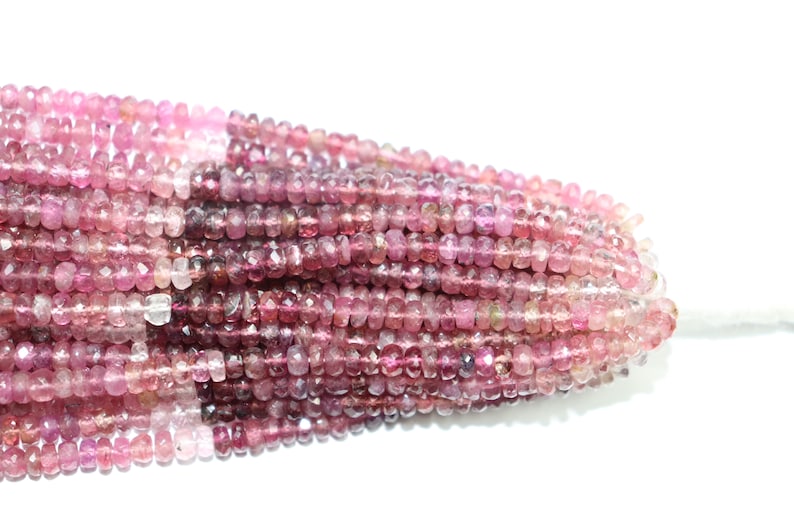 Pink Tourmaline Faceted Rondelle Beads Pink Tourmaline Shaded Beads Tourmaline Rondelle beads Wholesale Beads