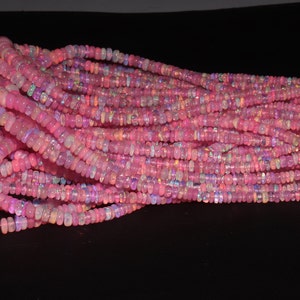 Pink Ethiopian Opal Smooth Rondelle Bead   Peach Opal Bead  Ethiopian Opal Rondelle beads   Pink Opal Plain Beads  Fire Opal Beads