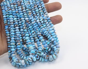 Rare 5-10mm Golden Hill Turquoise Smooth Rondelle beads  Kazaksthan Turquoise. 16 inches