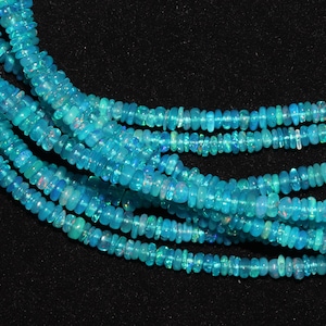 Paraiba Blue Opal Smooth Rondelle Bead   Welo Opal Bead  Ethiopian Opal Rondelle beads Blue Opal Plain Beads  Fire Opal Beads  Flashy Opal