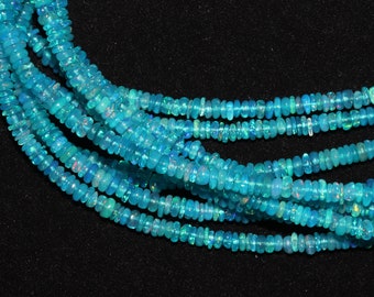 Paraiba Blue Opal Smooth Rondelle Bead   Welo Opal Bead  Ethiopian Opal Rondelle beads Blue Opal Plain Beads  Fire Opal Beads  Flashy Opal