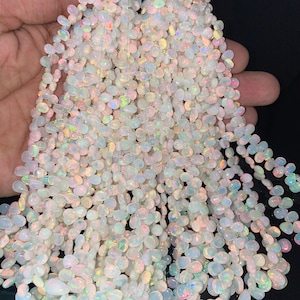 AAA+ Ethiopian Opal Smooth Pear Shape Beads  5*7-7*9mm  Ethiopian Opal Plain Pear Shape bead  Opal Plain Drops Beads  Mix Fire Opal Beads