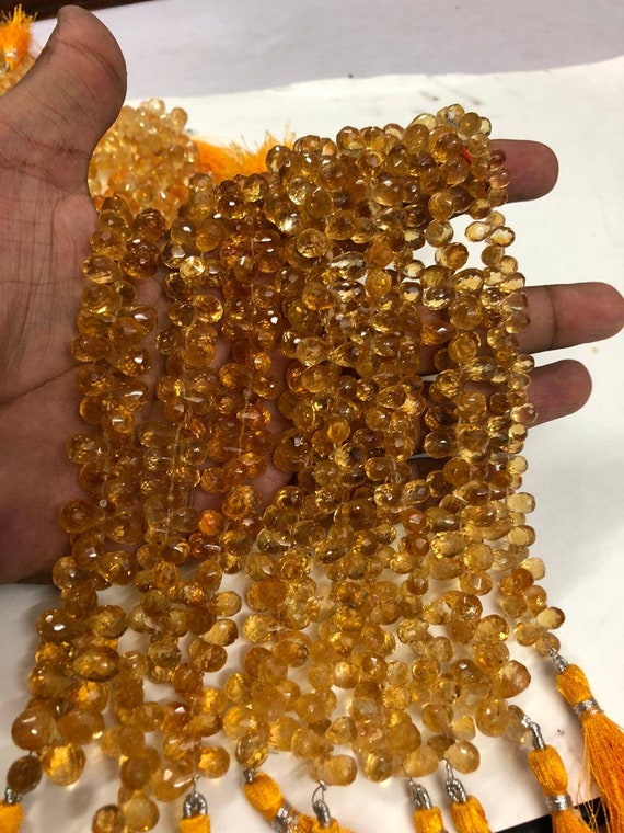 Citrine Faceted Drops Shape Beads Citrine Beads Citrine Drops Shape Beads  Citrine Beads Strand Dark deep Color Citrine beads