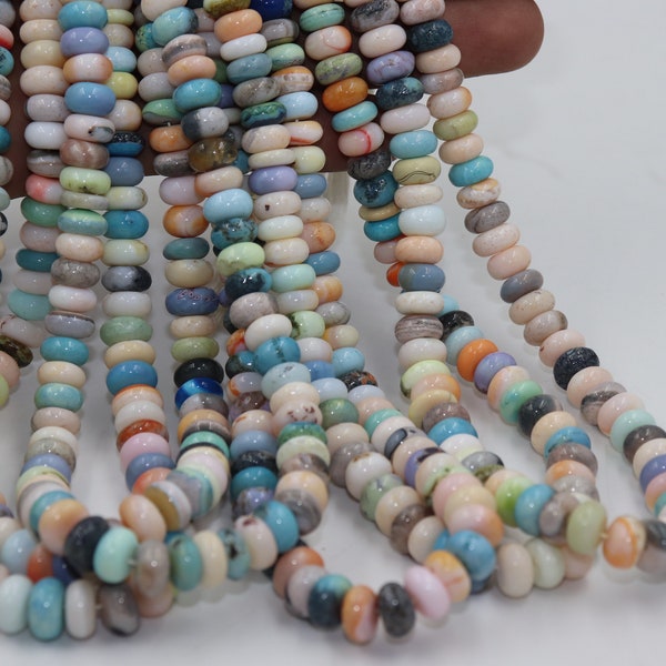 Candy Opal Smooth Rondelle Forme Perles, 7 mm-10 mm AAA Candy Opal Mix Perles de pierres précieuses Strand Gros Perles Collier Fabrication Artisanat
