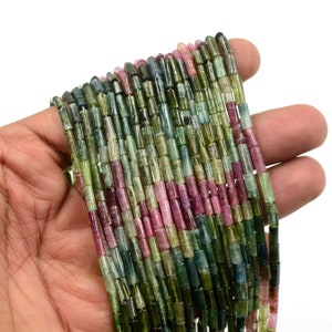 Multi Tourmaline Smooth Tube Shape | Plain Beads | Tourmaline Pipe Shape Beads | 3*6mm Multi tourmaline Tube  | Tourmaline Fancy Shape