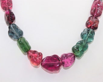 AAA+ Multi Tourmaline Neckalce   Tourmaline Nuggets Beads Necklace  Tourmaline beads  Tourmaline Carving Beads  Wholesale Beads  Fancy Shape
