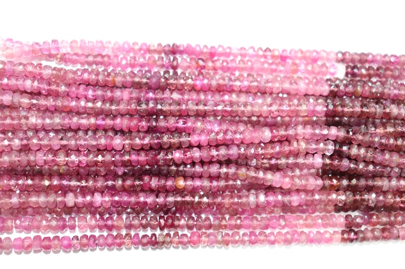 Pink Tourmaline Faceted Rondelle Beads Pink Tourmaline Shaded Beads Tourmaline Rondelle beads Wholesale Beads