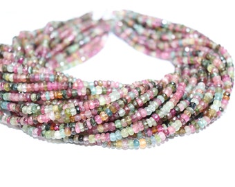 Multi Tourmaline Faceted Rondelle Beads   4mm Tourmaline Disco Beads  Mix Tourmaline Disco Rondelle beads For Jewelry  Wholesale Beads