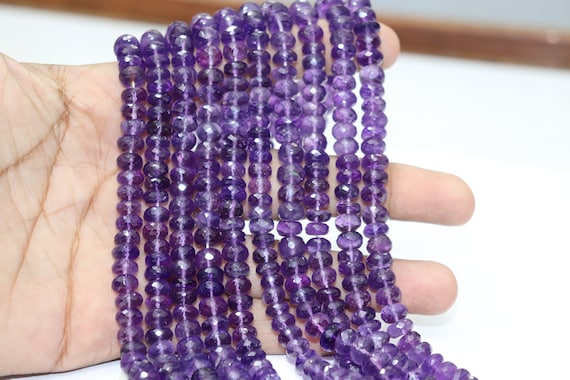African Amethyst Faceted Rondelle Beads Amethyst Faceted Beads 7 8mm Amethyst Rondelle Beads Amethyst Beads Strand Etsy