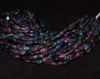 Black Opal Smooth Oval Shape Beads  Ethiopian Opal Bead   Black Opal Oval beads  Opal Plain Beads   Fire Opal Beads  Flashy Beads