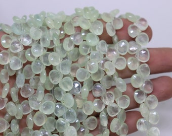 Prehnite Faceted Heart Shape Beads   Prehnite Briolette   Prehnite Heart bead   Prehnite Side Cut Heart  Wholesale Beads
