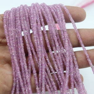 100% Natural Pink Sapphire Faceted Rondelle Beads  Sapphire Pink Beads  Pink Sapphire Faceted  3mm Pink Sapphire Beads Wholesale Beads