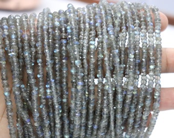 AAA+ Labradorit Facettierte Rondell Perlen 4mm Labradorit Rondell Perlen Labradorit Perlenstrang Bluefire Labradorit