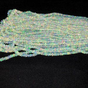 Flashy Ethiopian Opal Smooth Rondelle Bead Welo Opal Bead Opal Rondelle Beads Ethiopian Opal Plain Beads Fire Opal Beads Flashy Opal Bead zdjęcie 3