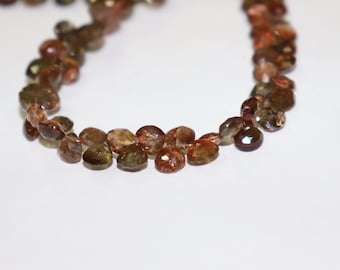 AAA+ Andalusite Faceted Heart Shape Beads   Andalusite Briolette   6mm Andalusite Heart bead   Andalusite Side Cut Heart shape   Andalusite