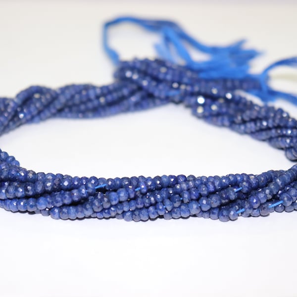 Blue Sapphire Faceted Rondelle Beads   Blue Sapphire Beads   Blue Sapphire Corrandum Beads  Blue Sapphire Rondelle Beads  Wholesale Beads