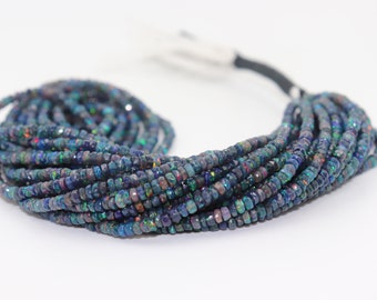 AAA+ Excellent Quality Black Opal Faceted Rondelle Beads  Ethiopian Opal Bead  Flashy Black Opal Rondelle beads Fire Opal Faceted Beads