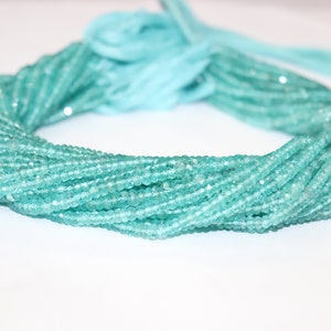 AAA+ Natural Sky Apatite Faceted Rondelle Beads  Micro Cut Apatite Beads  Apatite Rondelle Beads  Apatite Beads Strand