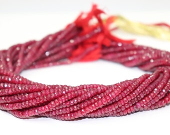 Ruby Faceted Rondelle Beads   Ruby Beads   Ruby Corrandum Beads  Ruby Rondelle Beads  Wholesale Beads  Ruby Cut beads Strand