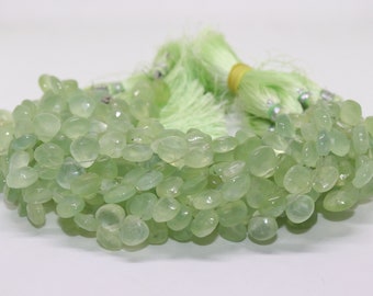 Prehnite Faceted Heart Shape Beads   Prehnite Briolette   Prehnite Heart bead   Prehnite Side Cut Heart  Wholesale Beads