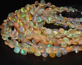 Excellent Ethiopian Opal Smooth Heart Shape Beads    Ethiopian Opal Heart Shape beads  Opal Plain Beads  Fire Opal Beads  Flashy Opal Bead