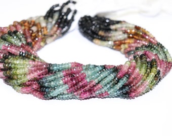 BESTSELLER Multi Tourmaline Faceted Rondelle Beads  4mm Tourmaline Bead   Tourmaline Rondelle Bead  Tourmaline Gemstone Bead Wholesale Beads