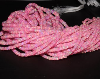 Pink Ethiopian Opal Rondelle Beads: AAA+ Smooth Gemstone Strand