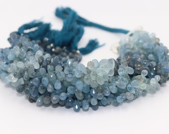 Moss Aquamarine Faceted Drops Shape Beads  Moss Aquamarine Beads  Moss Aquamarine Side Cut Drops Beads   Aquamarine Beads Strand