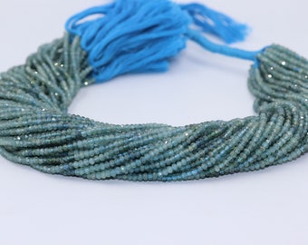 Rare Blue Tourmaline Faceted Rondelle Beads  Indicolite Blue Tourmaline Beads  3mm Blue Tourmaline Rondelle beads   Wholesale Beads