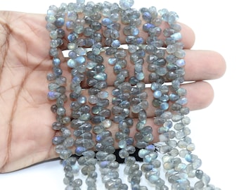Flashy Labradorite Faceted Drops shape Beads   Labradorite Beads   Labradorite Side Cut Drops  Labradorite Briolette  Black Rainbow Drops