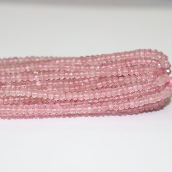 AAA+ Quality Rose quartz Faceted Rondelle Beads   Rose quartz Dark Color Beads  Rose quartz  Rondelle Beads  Rose quartz  Beads Strand