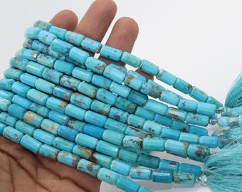 Natural Arizona Turquoise Faceted Pipe Shape Beads  AAA Quality Beads   6-10mm Turquoise Beads  Turquoise Tube Shape Beads  Wholesale Beads
