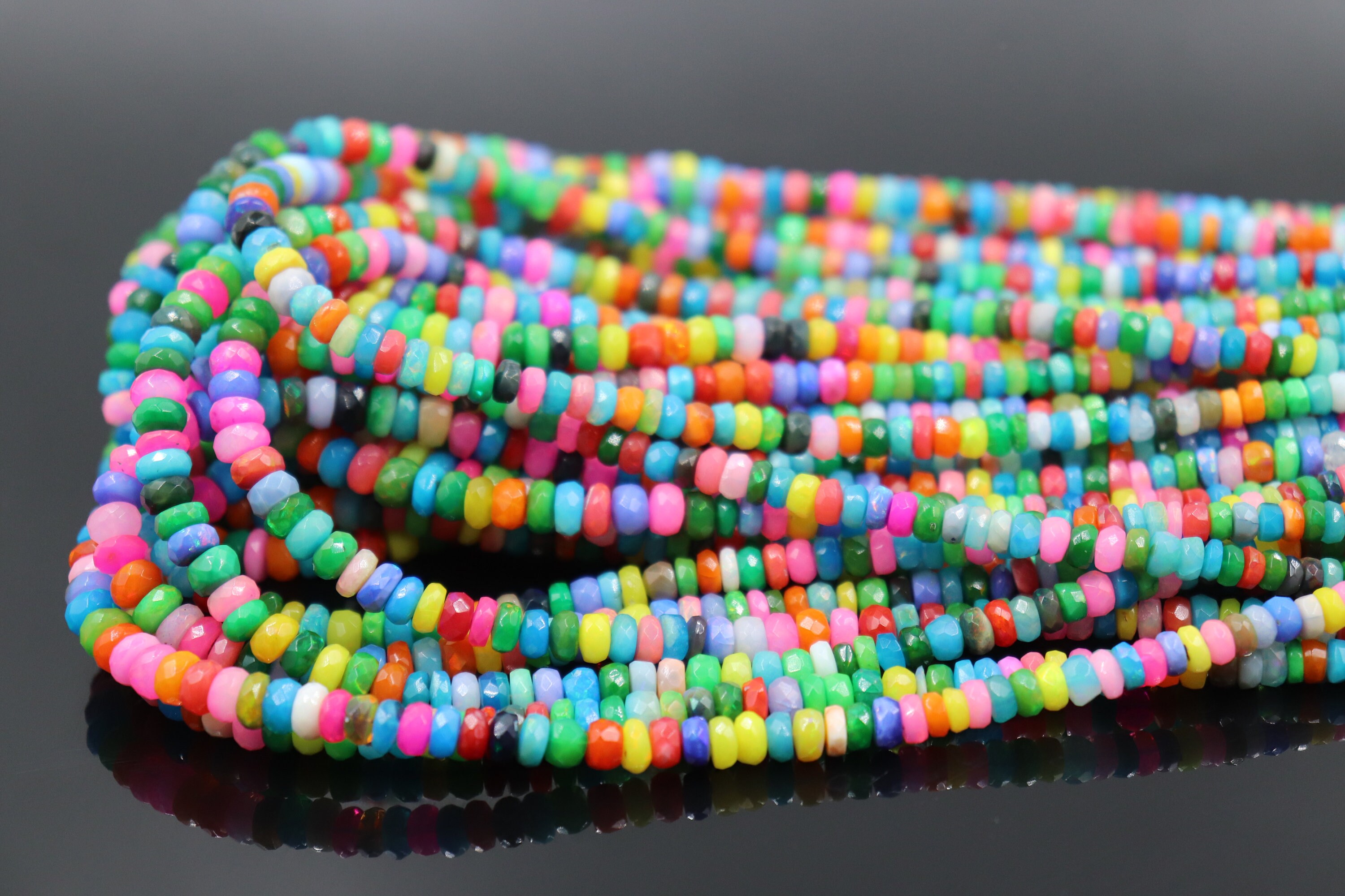 Ethiopian Opal Disco Faceted Rondelle Bead Fire Opal Bead Multi Color Opal Rondelle beads Opal Cut Beads Fire Opal Beads Flashy Opal