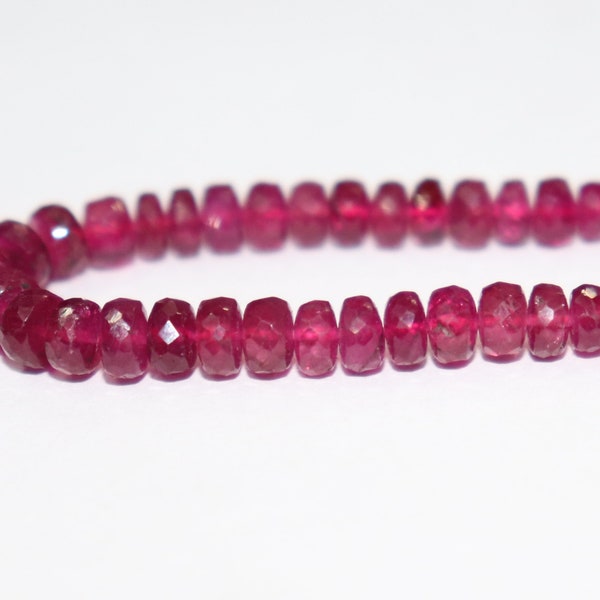 Rubellite Faceted Beads   Rubellite Tourmaline Faceted Beads   4-6mm Rubellite Rondelle beads  Rubellite Deep Color  16 inches