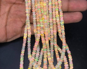 AAA+ Quality Ethiopian Opal Smooth Rondelle Bead   Welo Opal Bead   Opal Rondelle beads  Opal Plain Beads  Fire Opal Beads  Flashy Opal Bead