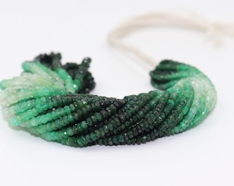 Shaded Emerald Faceted Rondelle Beads   AAA Emerald Shaded Faceted Beads  Emerald Rondelle Beads  Emerald Beads Strand