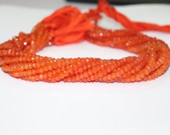 Super Quality Natural Gemstone Carnelian Micro Faceted 3.5MM Rondelles Beads 13" 