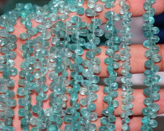 Apatite Faceted Drops Shape Beads   Apatite Briolette   Apatite Drops bead   Apatite Side Cut Drops Wholesale Beads  Apatite Drops