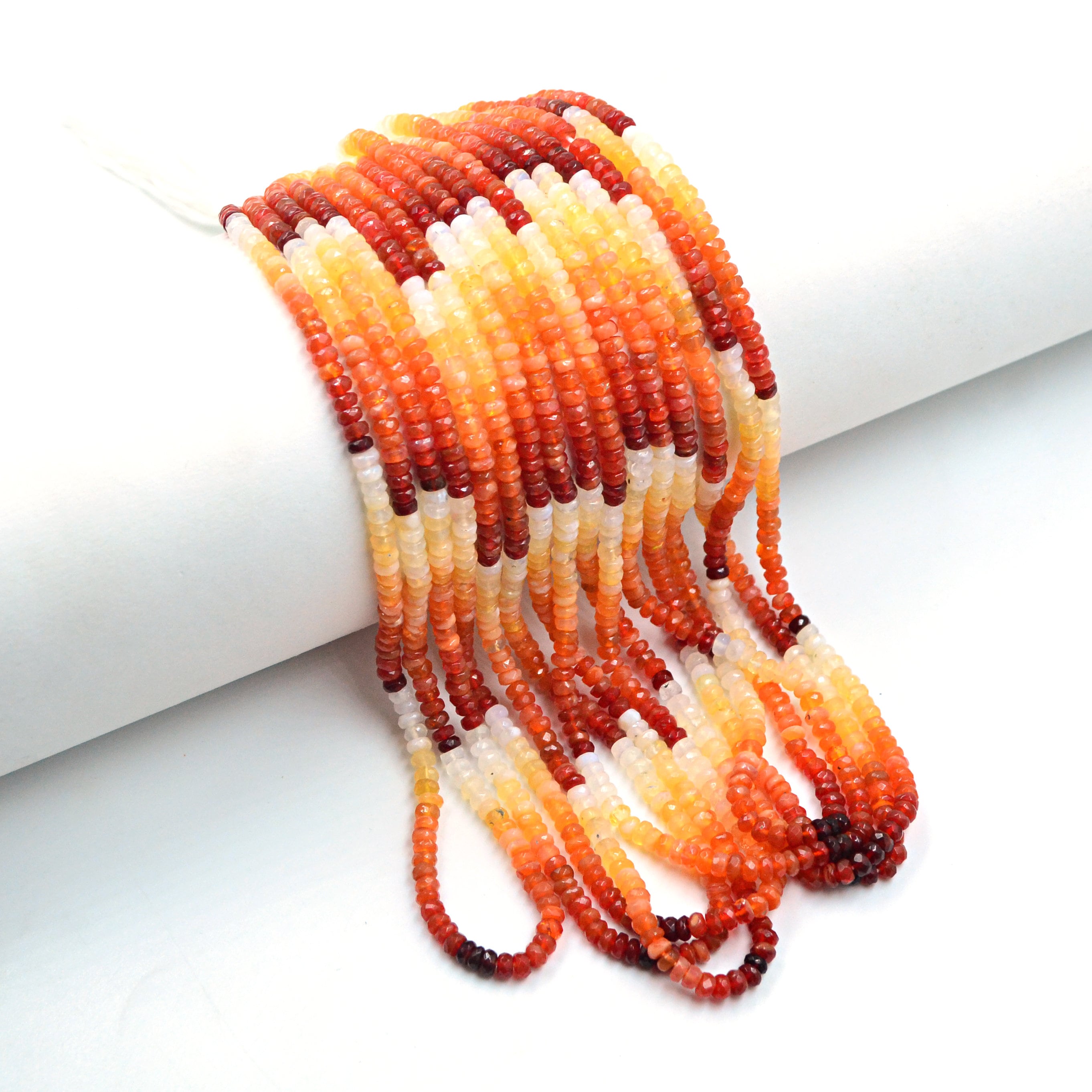 Mexican Fire Opal Faceted Rondelle Beads Dark Color 4mm Mexican Fire Opal Beads Fire Opal Rondelle Beads Opal Beads Strand