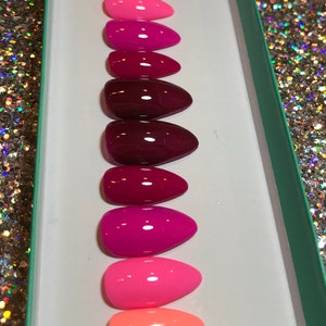 Plum Ombre Press On Nails Purple Pink Violet Glue On Fake Fingernails Long Short Square Coffin Ballerina