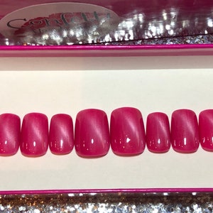 Pink Cat Eye Press On Nail Set Cateye Gel Polish Long Nails Short Nails Glue On Fake Fingernails Coffin Square Ballerina Almond