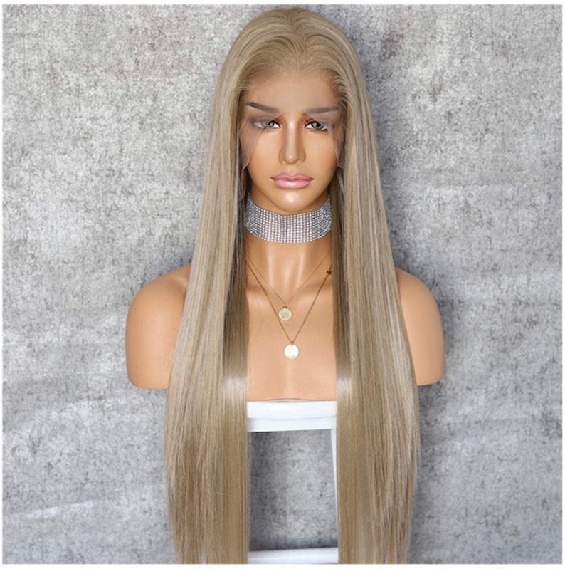 Dirty Blonde Long Straight Lace Front Wig Heat Resistant Etsy