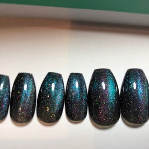 Galaxy Cat Eye Gel Nails | Press On Nail Set | Fake Nails Glue On
